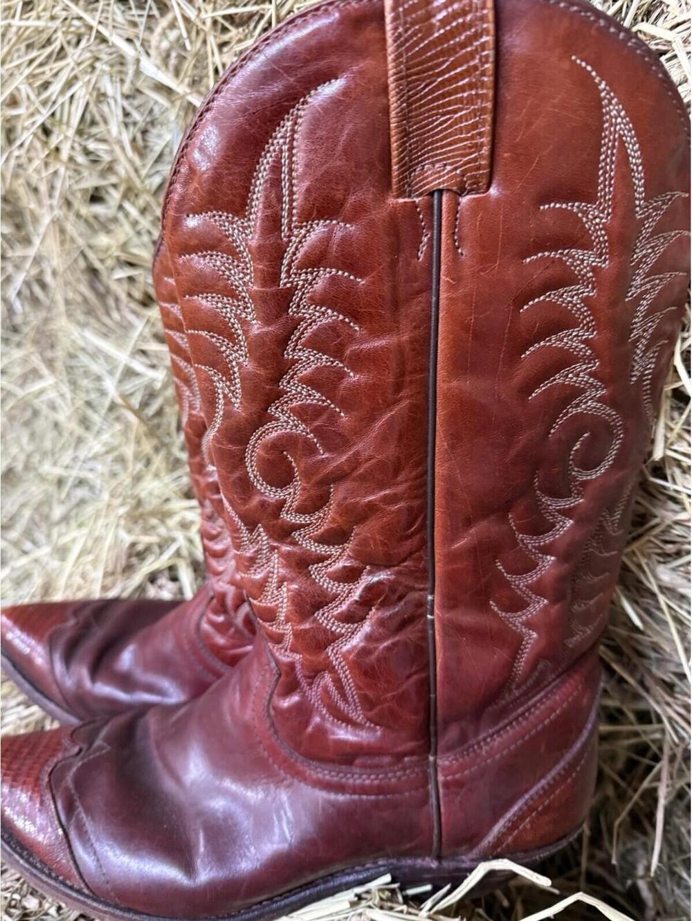 Men's Brown Leather Cowboy Boots - Classic Western Style - Picture 5 of 6
